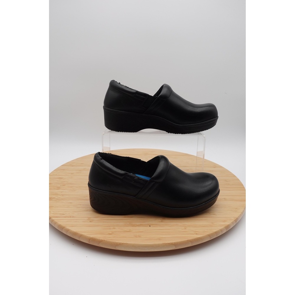 Shoes Womens Size 7.5 37.5 Black Leather Clog Work Slip Resistant Comfort Shoes